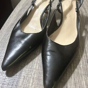 BAMBOO Black Pointed Slingback Heels